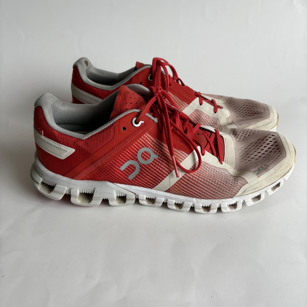 On Cloud Running Shoes Womens 9 Rust Red White Low Top Athletic Sneakers - Picture 2 of 12